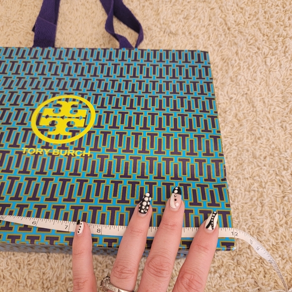 Tory Burch Shopping Bag Teal, Purple, & Neon Yellow Green - Picture 9 of 12